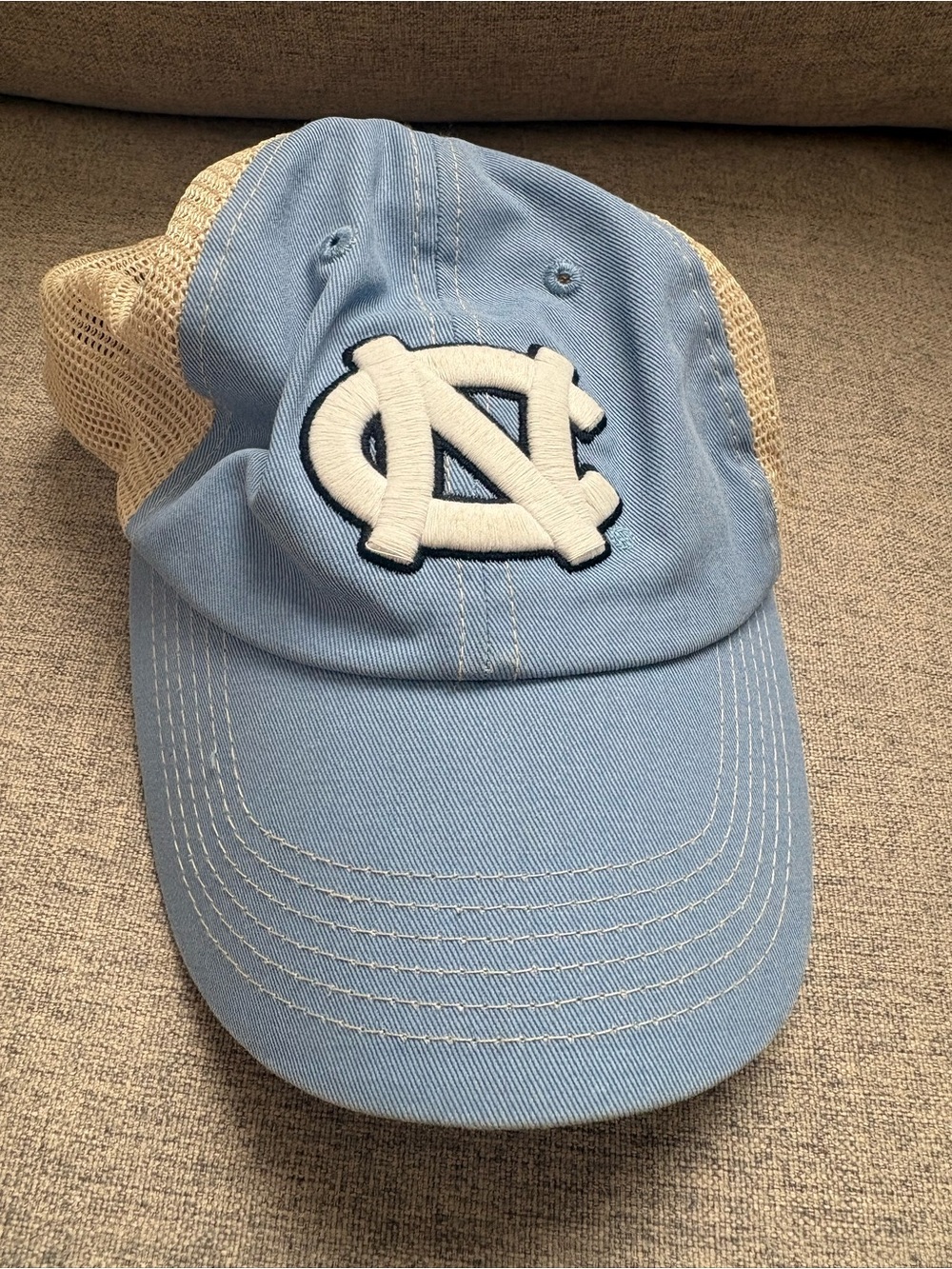Light Blue Mesh-Back Cap with Embroidered Monogram